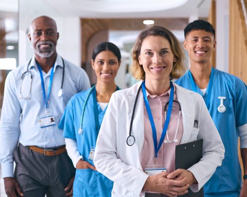 happy healthcare providers because of healthcare staffing